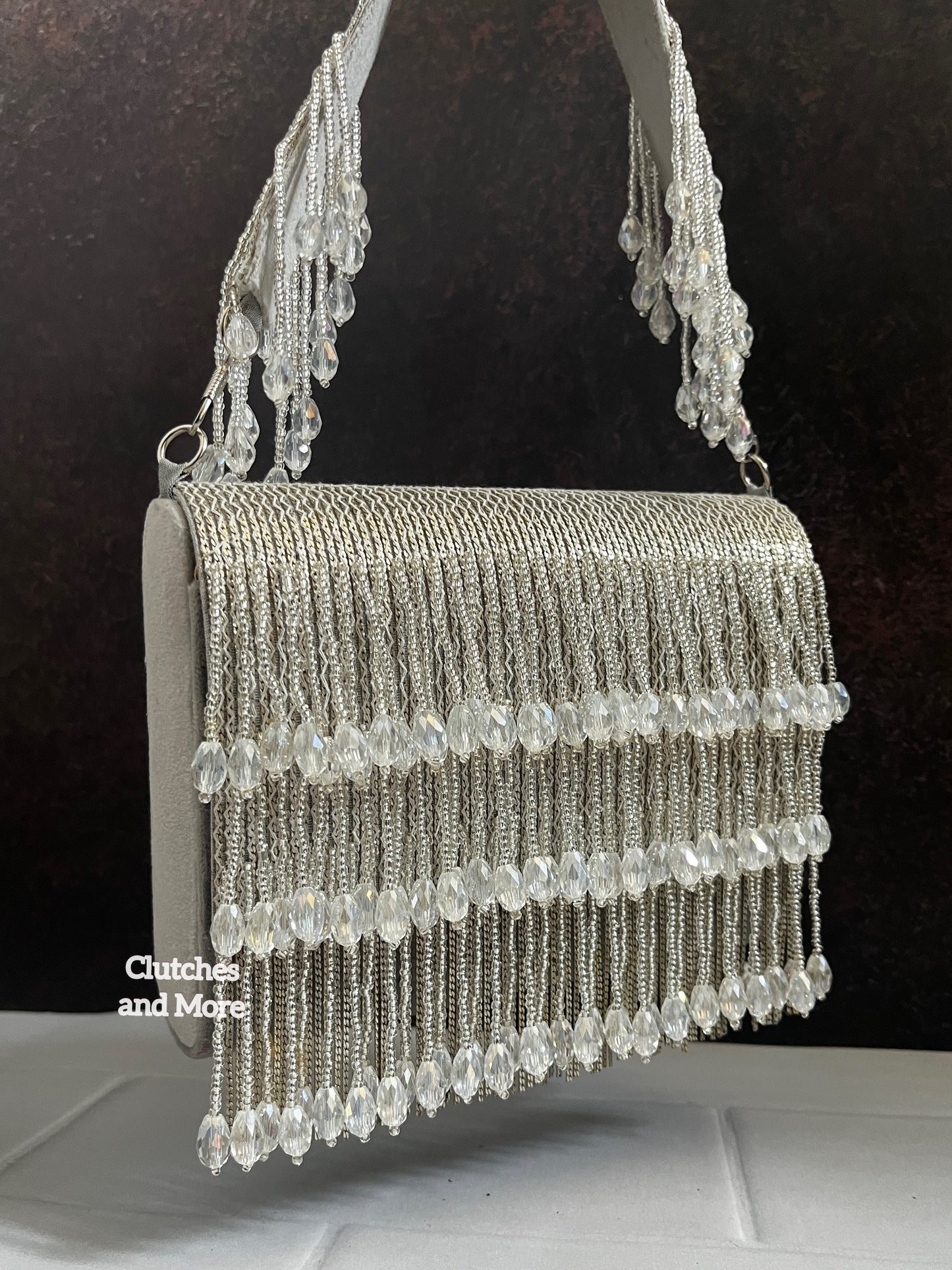 Crystal Flap Bag ( Silver)