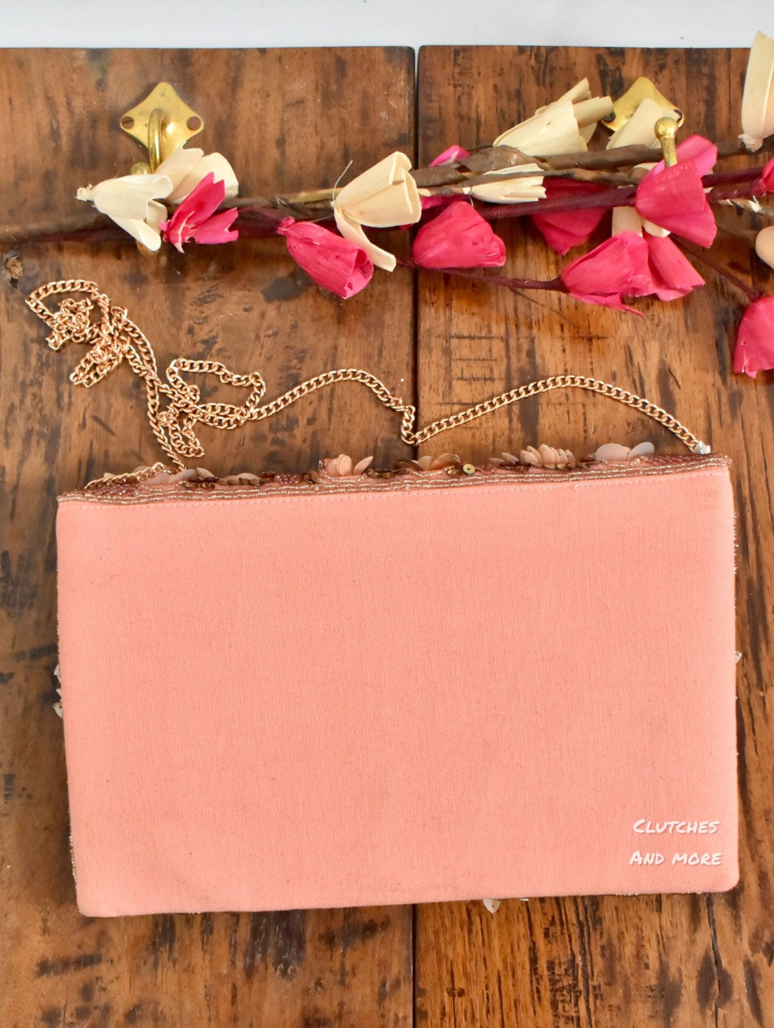 Peach Floral Envelope Bag